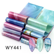 Load image into Gallery viewer, Holographic Nail Foil Transfer Set Sticker Decal Nail Art Foils Designer Marble Nail Decoration Sliders Wraps Manicure Women Kids Girls Manicure Decoration Nail Art Supplies 3D Self-Adhesive Nail Decals Designer Nail Stickers for Acrylic Nails
