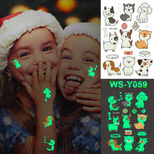 Load image into Gallery viewer, Luxury Luminous Tattoo Stickers Unicorn Stars Temporary Waterproof Luminous Fake Tattoos Stickers Dinosaur Butterfly For Children