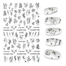 Load image into Gallery viewer, 3D Nail Stickers Leaves Butterfly Panda Love Heart Design Stickers For Nails Manicure Foil Nail Art Decor Girls Manicure Decoration Nail Art Supplies 3D Self-Adhesive Nail Decals Designer Nail Stickers for Acrylic Nails