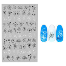 Load image into Gallery viewer, 3D Nail Stickers Leaves Butterfly Panda Love Heart Design Stickers For Nails Manicure Foil Nail Art Decor Girls Manicure Decoration Nail Art Supplies 3D Self-Adhesive Nail Decals Designer Nail Stickers for Acrylic Nails