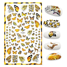 Load image into Gallery viewer, 3D Nail Stickers Leaves Butterfly Panda Love Heart Design Stickers For Nails Manicure Foil Nail Art Decor Girls Manicure Decoration Nail Art Supplies 3D Self-Adhesive Nail Decals Designer Nail Stickers for Acrylic Nails