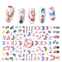 Load image into Gallery viewer, 3D Nail Stickers Leaves Butterfly Panda Love Heart Design Stickers For Nails Manicure Foil Nail Art Decor Girls Manicure Decoration Nail Art Supplies 3D Self-Adhesive Nail Decals Designer Nail Stickers for Acrylic Nails