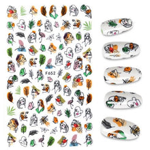 Load image into Gallery viewer, 3D Nail Stickers Leaves Butterfly Panda Love Heart Design Stickers For Nails Manicure Foil Nail Art Decor Girls Manicure Decoration Nail Art Supplies 3D Self-Adhesive Nail Decals Designer Nail Stickers for Acrylic Nails