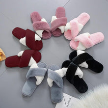 Load image into Gallery viewer, Elegant Warm Fluffy Slippers Women Faux Fur Indoor Floor Slides Flat Soft Furry Shoes Non Slip House Soft Plush Cozy House Shoes Furry Open Toe Indoor Outdoor Slip On Warm Winter Shoes