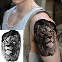 Load image into Gallery viewer, Realistic Lion Temporary Tattoo Black Warrior Sticker Waterproof Luxury Tattoo For Men Women