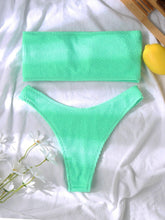 Load image into Gallery viewer, Bikinis Swimsuit Women Push Up Bikini Set Female Swimwear Women's Strapless Solid Color 2 Pieces Bathing Suit Swimsuit Swimsuits Off Shoulder High Waist Bathing Suit High Cut Swimwear For Summer