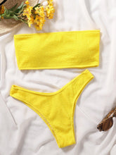 Load image into Gallery viewer, Bikinis Swimsuit Women Push Up Bikini Set Female Swimwear Women's Strapless Solid Color 2 Pieces Bathing Suit Swimsuit Swimsuits Off Shoulder High Waist Bathing Suit High Cut Swimwear For Summer