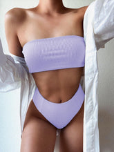 Load image into Gallery viewer, Bikinis Swimsuit Women Push Up Bikini Set Female Swimwear Women's Strapless Solid Color 2 Pieces Bathing Suit Swimsuit Swimsuits Off Shoulder High Waist Bathing Suit High Cut Swimwear For Summer