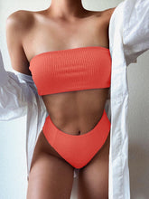 Load image into Gallery viewer, Bikinis Swimsuit Women Push Up Bikini Set Female Swimwear Women's Strapless Solid Color 2 Pieces Bathing Suit Swimsuit Swimsuits Off Shoulder High Waist Bathing Suit High Cut Swimwear For Summer
