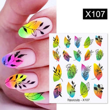 Load image into Gallery viewer, Spring Simple Green Theme Water Decal Sticker Flower Leaf Tree Summer Slider For Manicuring Nail Art Watermarks Art Decoration Manicure Tools Nail Watermark Decals iridescent Decoration Nail Self-Adhesive Decals Nail Stickers Water Transfer Fresh Nail