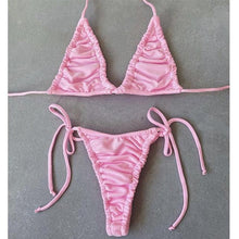 Load image into Gallery viewer, Halter Bikinis Swimsuit String Bikini Swimsuit for Women Triangle Tie Side Adjustable Swimsuit Bathing Suit 2 Piece Set New 2 Piece Swimwear High Cut Bikini Set Print Bandage Beachwear