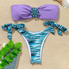 Load image into Gallery viewer, Shiny Rhinestone Strapless Bikini Female Women 2PCS Shiny Diamond Bikini Set Bra Swimsuit Bathing Suit Swimsuit Women Swimwear Two-pieces Luxury Bikini Set Bather Bathing Suit Swimwear