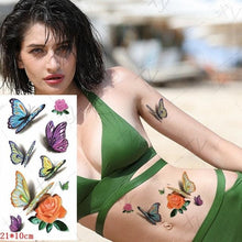 Load image into Gallery viewer, 3D Butterfly Waterproof Temporary Tattoo Sticker Snake Flowers Elegant Small Popular Tattoo For Womens Mens