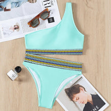 Load image into Gallery viewer, Swimwear Women Ribbed Bathing Suit Female Push Up Bikini Set Women's Bathing Suit Lace up Bikini Ribbed Two Piece Swimsuit Beachwear High Waist Bikini Women's Swimsuit