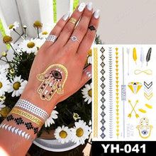 Load image into Gallery viewer, New Waterproof Temporary Tattoo Sticker Golden Silver Flower Jewelry Flash Fashion Different Design Tattoos For Womens