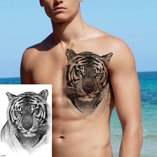 Load image into Gallery viewer, Big Black Tiger Tattoos Waterproof Leopard Tatoos Large Monster Body Arm Legs Tattoo Cool Tiger Face Temporary Tattoos For Women Men