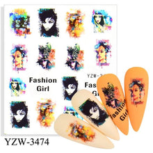 Load image into Gallery viewer, Water Decal Nail Art Decorations Nail Sticker Tattoo Full Cover Beauty Decals Manicure Supplies Accessories Women Kids Girls Manicure Decoration Nail Art Supplies 3D Self-Adhesive Nail Decals Designer Nail Stickers for Acrylic Nails