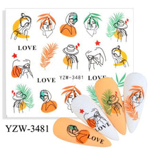 Load image into Gallery viewer, Water Decal Nail Art Decorations Nail Sticker Tattoo Full Cover Beauty Decals Manicure Supplies Accessories Women Kids Girls Manicure Decoration Nail Art Supplies 3D Self-Adhesive Nail Decals Designer Nail Stickers for Acrylic Nails