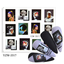Load image into Gallery viewer, Water Decal Nail Art Decorations Nail Sticker Tattoo Full Cover Beauty Decals Manicure Supplies Accessories Women Kids Girls Manicure Decoration Nail Art Supplies 3D Self-Adhesive Nail Decals Designer Nail Stickers for Acrylic Nails