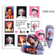 Load image into Gallery viewer, Water Decal Nail Art Decorations Nail Sticker Tattoo Full Cover Beauty Decals Manicure Supplies Accessories Women Kids Girls Manicure Decoration Nail Art Supplies 3D Self-Adhesive Nail Decals Designer Nail Stickers for Acrylic Nails