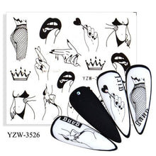 Load image into Gallery viewer, Water Decal Nail Art Decorations Nail Sticker Tattoo Full Cover Beauty Decals Manicure Supplies Accessories Women Kids Girls Manicure Decoration Nail Art Supplies 3D Self-Adhesive Nail Decals Designer Nail Stickers for Acrylic Nails