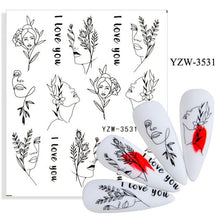 Load image into Gallery viewer, Water Decal Nail Art Decorations Nail Sticker Tattoo Full Cover Beauty Decals Manicure Supplies Accessories Women Kids Girls Manicure Decoration Nail Art Supplies 3D Self-Adhesive Nail Decals Designer Nail Stickers for Acrylic Nails