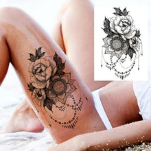 Load image into Gallery viewer, 53 Sheets Black Lace Temporary Tattoos Sticker Butterfly Flower Fake Tatoo Sticker Sexy Black Henna Temporary Tattoos For Women