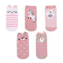 Load image into Gallery viewer, 5 Pairs 3D Cartoon Harajuku Cat Cute Heart Invisible Cotton Socks Casual Boat Socks Funny Girl Ankle Sock Set for Women