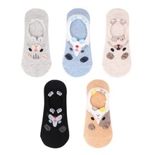 Load image into Gallery viewer, 5 Pairs 3D Cartoon Harajuku Cat Cute Heart Invisible Cotton Socks Casual Boat Socks Funny Girl Ankle Sock Set for Women