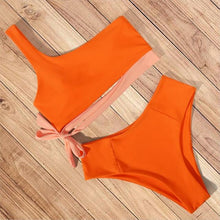 Load image into Gallery viewer, Women Leopard Print Swimsuit Women's Bikini One Shoulder Top High Waist Bottom Two Piece Swimsuits Women Push Up Bikini Set One Shoulder Beachwear Summer Leopard Bathing Suit High Waist Swimwear For Women