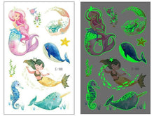 Load image into Gallery viewer, Luminous Tattoo Stickers Temporary Animal Tattoos Glow Paste on Face Arm Leg Fluorescent Waterproof Fake Tattoo For Kids Girls