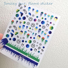 Load image into Gallery viewer, Yellow Smiles Sun Moon Clouds 3D Nail Stickers For Halloween Theme Slider Decals Nail Art Decorations Design 3D Self-Adhesive Nail Decorations Accessories Women Girls Manicure Decorations Nail Art Supplies Water Transfer Decals