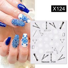 Load image into Gallery viewer, Christmas Snowflake Lines 3D Nail Stickers Gold And White Xmas Snowflakes Leaves Decals Slider Nail Art Decoration Wraps Nail Art Stickers Decal 3D Self-Adhesive Abstract Face Curve Graffiti Nail Design for Acrylic Nail Supplies