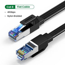 Load image into Gallery viewer, Elegant Black Ethernet Cable CAT8 40Gbps 2000MHz CAT 8 Networking Nylon Braided Internet LAN Network Cable With Gold Silver Plated RJ45 Connector Cord For Router TV