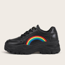 Load image into Gallery viewer, Casual Winter Women Thick Sneakers White Shoes Autumn Winter Fashion Platform Shoes Female Lace Up Rainbow Vulcanized Shoes Comfy Fashion Sneakers Breathable Athletic Casual Shoes