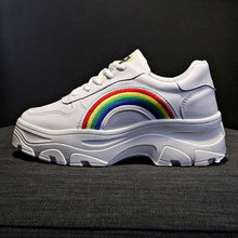 Load image into Gallery viewer, Casual Winter Women Thick Sneakers White Shoes Autumn Winter Fashion Platform Shoes Female Lace Up Rainbow Vulcanized Shoes Comfy Fashion Sneakers Breathable Athletic Casual Shoes