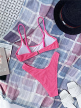 Load image into Gallery viewer, Women One-Shoulder Bikini Swimsuit Women Push Up Swimwear Women's Bathing Suit Comfortable Bikini Ribbed Two Piece Swimsuit Bikini Set Summer Bathing Suit Beach Wear Swimming Suit