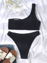 Load image into Gallery viewer, Women One-Shoulder Bikini Swimsuit Women Push Up Swimwear Women's Bathing Suit Comfortable Bikini Ribbed Two Piece Swimsuit Bikini Set Summer Bathing Suit Beach Wear Swimming Suit