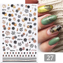 Load image into Gallery viewer, Summer Tropical Plants 3D Nail Sticker Iridescent Leaves Tree Transfer Decals Slider For Nails DIY Nail Art Decoration 3D Nail Stickers Decals Snowflakes Elk Bear Christmas Xmas Transfer Stickers Nail Art Self-Adhesive Decals Decoration Nail Art