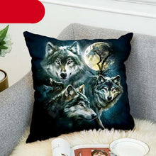 Load image into Gallery viewer, Animal Wolf 3D Printed Pillow Case Polyester Decorative Full Moon Zippered Pillow Cases Soft Confortable Pillowcases Throw Pillow Cover Double Sided Printing Style 45cm X 45cm