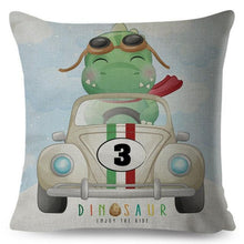 Load image into Gallery viewer, Nordic Style Pillow Cover Cute Cartoon Animal Drive Dinosaur Car Polyester Cotton Cushion Cover For Sofa Home Kids Room Throw Pillow Case Cover Dinosaur Cartoon Gray Soft Pillow Case For Decorative Bedroom Livingroom Sofa Farm House Cushion Covers