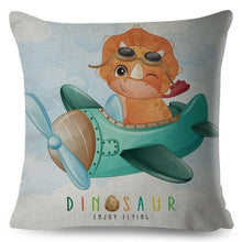 Load image into Gallery viewer, Nordic Style Pillow Cover Cute Cartoon Animal Drive Dinosaur Car Polyester Cotton Cushion Cover For Sofa Home Kids Room Throw Pillow Case Cover Dinosaur Cartoon Gray Soft Pillow Case For Decorative Bedroom Livingroom Sofa Farm House Cushion Covers