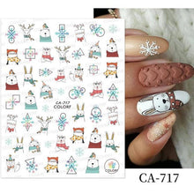 Load image into Gallery viewer, 3D Nail Stickers Decals Snowflakes Elk Bear Christmas Xmas Transfer Stickers Nail Art Self-Adhesive Decals Decoration Nail Art Stickers Decals Christmas Snowflake Bronzing Christmas Slider Nail Art 3D Decals Decoration