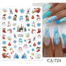 Load image into Gallery viewer, 3D Nail Stickers Decals Snowflakes Elk Bear Christmas Xmas Transfer Stickers Nail Art Self-Adhesive Decals Decoration Nail Art Stickers Decals Christmas Snowflake Bronzing Christmas Slider Nail Art 3D Decals Decoration