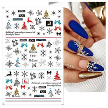Load image into Gallery viewer, 3D Nail Stickers Decals Snowflakes Elk Bear Christmas Xmas Transfer Stickers Nail Art Self-Adhesive Decals Decoration Nail Art Stickers Decals Christmas Snowflake Bronzing Christmas Slider Nail Art 3D Decals Decoration