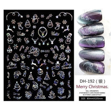 Load image into Gallery viewer, 3D Nail Stickers Decals Snowflakes Elk Bear Christmas Xmas Transfer Stickers Nail Art Self-Adhesive Decals Decoration Nail Art Stickers Decals Christmas Snowflake Bronzing Christmas Slider Nail Art 3D Decals Decoration