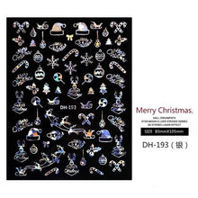 Load image into Gallery viewer, 3D Nail Stickers Decals Snowflakes Elk Bear Christmas Xmas Transfer Stickers Nail Art Self-Adhesive Decals Decoration Nail Art Stickers Decals Christmas Snowflake Bronzing Christmas Slider Nail Art 3D Decals Decoration
