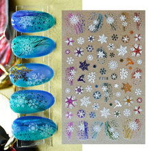 Load image into Gallery viewer, 3D Nail Stickers Decals Snowflakes Elk Bear Christmas Xmas Transfer Stickers Nail Art Self-Adhesive Decals Decoration Nail Art Stickers Decals Christmas Snowflake Bronzing Christmas Slider Nail Art 3D Decals Decoration