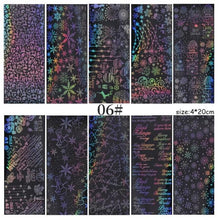 Load image into Gallery viewer, Christmas Silver Snowflakes Nail Art Foil Transfer Glitter Stickers 3D Nail Art Decals Designer Manicuring Decoration Xmas Gift Nails Snowflake Nail Art Stickers Decals Christmas Nail 3D Self Adhesive Nail Stickers for Acrylic Nails Snowflake