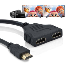 Load image into Gallery viewer, 1PC HDMI Splitter 1080P HDMI Male To Double Female Adapter Cable 1 In 2 Out HDMI Converter HDMI Splitter Adapter Cable For HDTV HD LED LCD